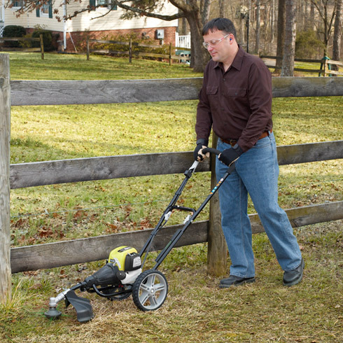 walk behind ryobi trimmer cycle wheeled operation easy